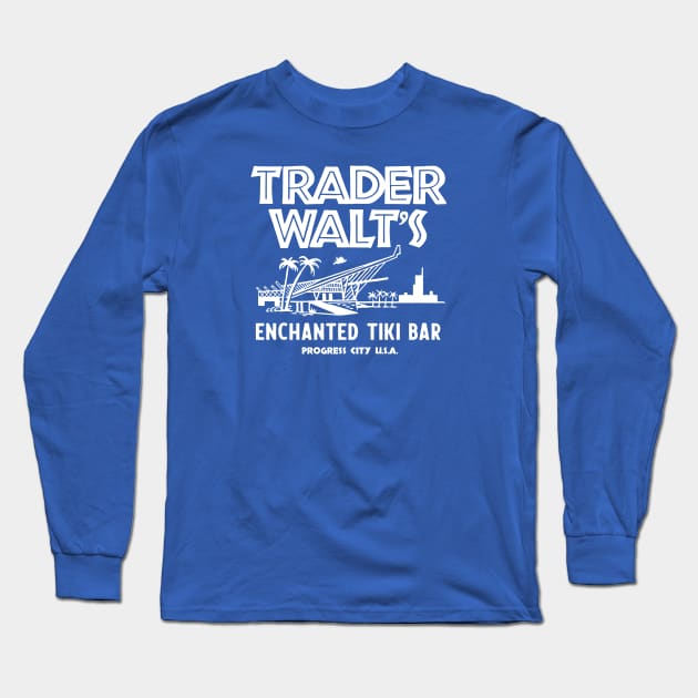 Trader Walt's Enchanted Tiki Bar Long Sleeve T-Shirt by GoAwayGreen